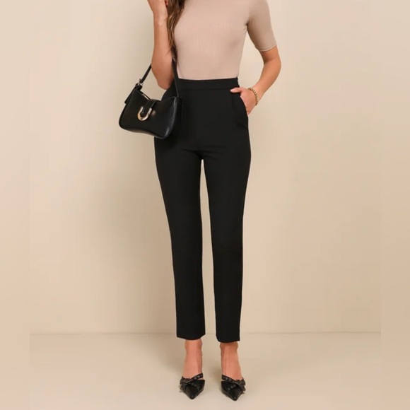 NWOT Lulus Kick It Black High-Waisted Trouser Pants, XS - Picture 1 of 7